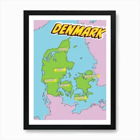 Denmark Pop Art Map Art Print