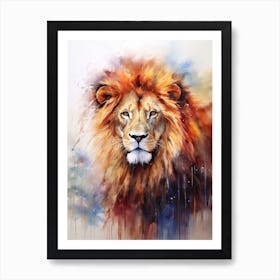 Lion Art Painting Watercolour Style 3 Art Print