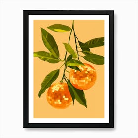 Two Oranges On A Branch Art Print