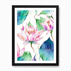 Lotus Flower Pattern Watercolour 5 Art Print