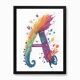 Colorful Letter A Illustration 16 Art Print