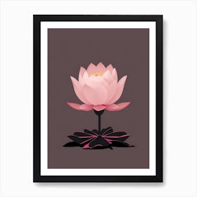 A Pink Lotus In Minimalist Style Vertical Composition 69 Art Print