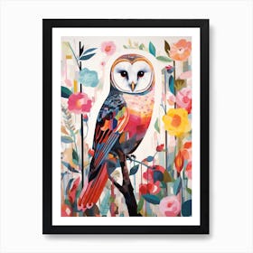 Bird Painting Collage Barn Owl 1 Art Print