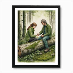 Man And Woman In The Woods Art Print