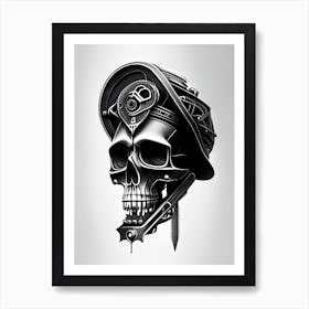 Skull With Geometric Designs 3 Stream Punk Art Print