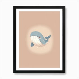 Cute Whale Pastel Neutral Colours Calming Art Print