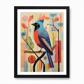 Colourful Scandi Bird Cardinal 2 Art Print