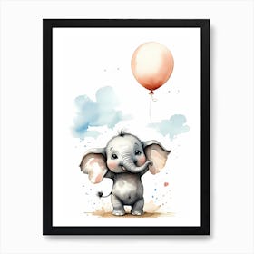 Adorable Chibi Baby Elephant (10) Art Print