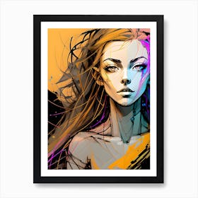 Abstract Female Portrait Painting Art Print