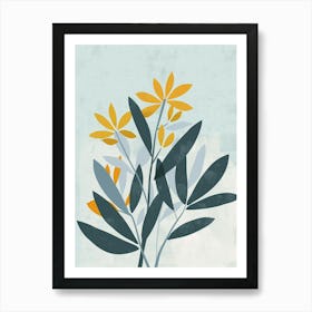 Pecan Tree Flat Illustration 7 Art Print