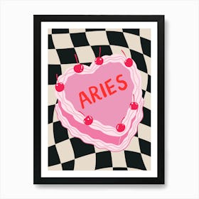 Aries Zodiac Heart Cake Art Print