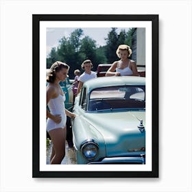 50's Era Community Car Wash Reimagined - Hall-O-Gram Creations 4 Art Print
