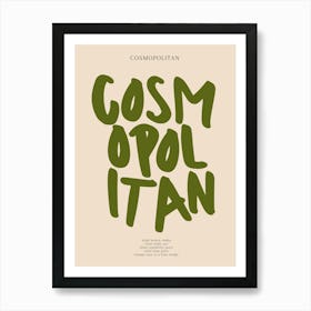 Cosmopolitan Green Typography Print Art Print