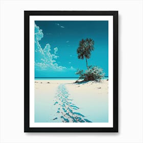 Tropical Beach Palm Tree and Sand Art Print