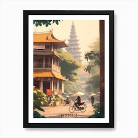 Hanoi Vietnam Retro Travel Art Print