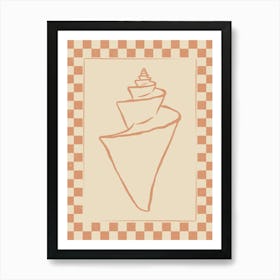 Seashell 08 with Checkered Border Art Print