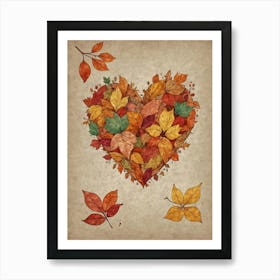 Autumn Leaves Heart 2 Art Print