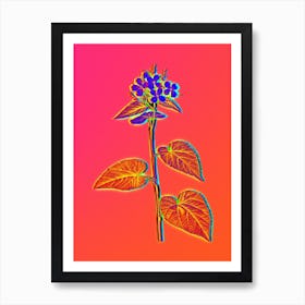 Neon Morning Glory Flower Botanical in Hot Pink and Electric Blue n.0137 Art Print