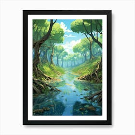 Mangrove Forests Cartoon 1 Art Print