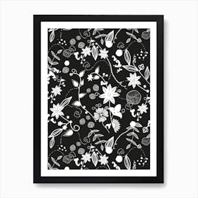 Black White Boho Art Print