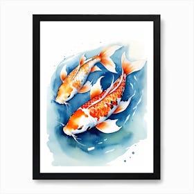 Koi Fish Watercolor Painting (28) Art Print