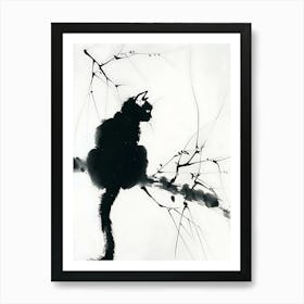 Cat On A Branch Art Print