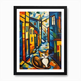 Painting Of Rio De Janeiro With A Cat In The Style Of Cubism, Picasso Style 3 Art Print
