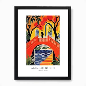 Alamillo Bridge, Seville, Spain Colourful 3 Travel Poster Art Print
