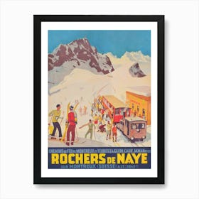 Rochers De Naye Switzerland Vintage Ski Poster Art Print