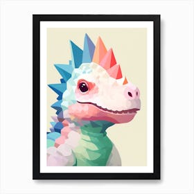 Colourful Dinosaur Pachycephalosaurus 1 Art Print