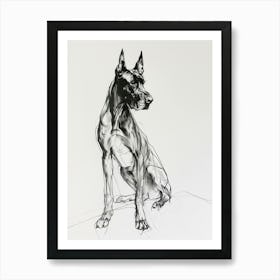Doberman Dog Charcoal Line 2 Art Print