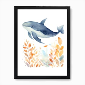 A Whale Watercolour In Autumn Colours 0 Art Print