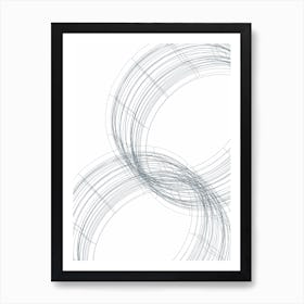 Blue On White Abstract Wire Circles Art Print
