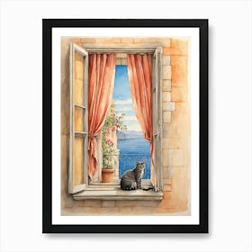 Cat By The Window Art Print