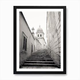 Dubrovnik, Croatia, Black And White Old Photo 4 Art Print
