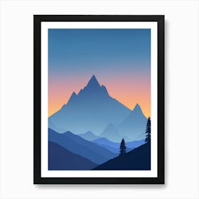 Misty Mountains Vertical Composition In Blue Tone 58 Art Print