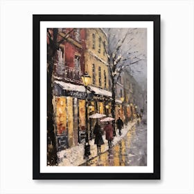 Vintage Winter Painting Paris France 2 Art Print