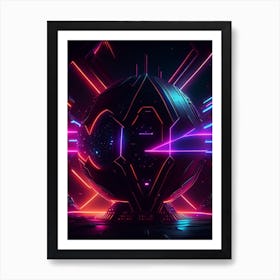 Binary Star Neon Nights Space Art Print