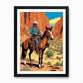 Cowboy In The Desert Art Print