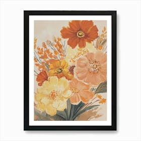 Orange Flowers In A Vase Art Print