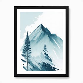 Mountain And Forest In Minimalist Watercolor Vertical Composition 259 Art Print