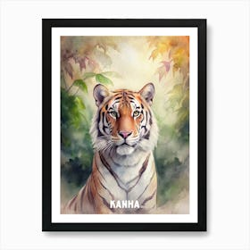 Kanha National Park Tiger watercolor painting Art Print