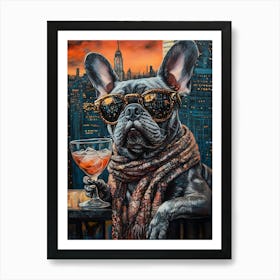 City Dog At Rooftop Bar 2 Art Print