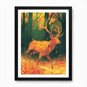 Deer In The Woods 16 Art Print