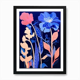 Blue Flower Illustration Gladiolus 4 Art Print