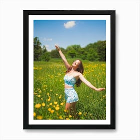 Adult Woman Basking In The Warmth Of The Golden Summer Sun Carefree And Relaxed In A Lush Park Sett (1) 2 Art Print