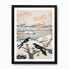 Winter Bird Painting Swallow 4 Art Print