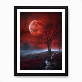 Full Red Moon Art Print