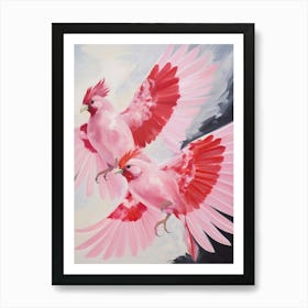 Pink Ethereal Bird Painting Northern Cardinal 2 Art Print