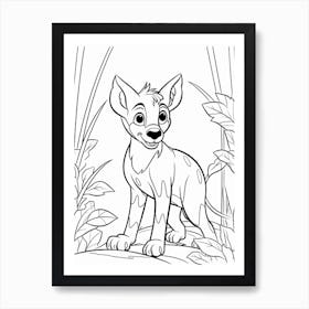 Line Art Jungle Animal Tasmanian Tiger 4 Art Print